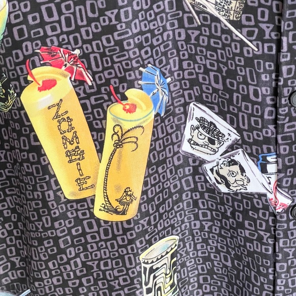Ferugini Hawaiian Tiki Cocktail Graphic Casual Button Down Shirt Men’s size XL - Picture 5 of 9